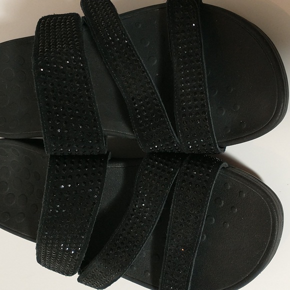 Vionic Alexis Platform Strappy Sandal, Black, Rhinestones, Arch Support - Picture 9 of 10